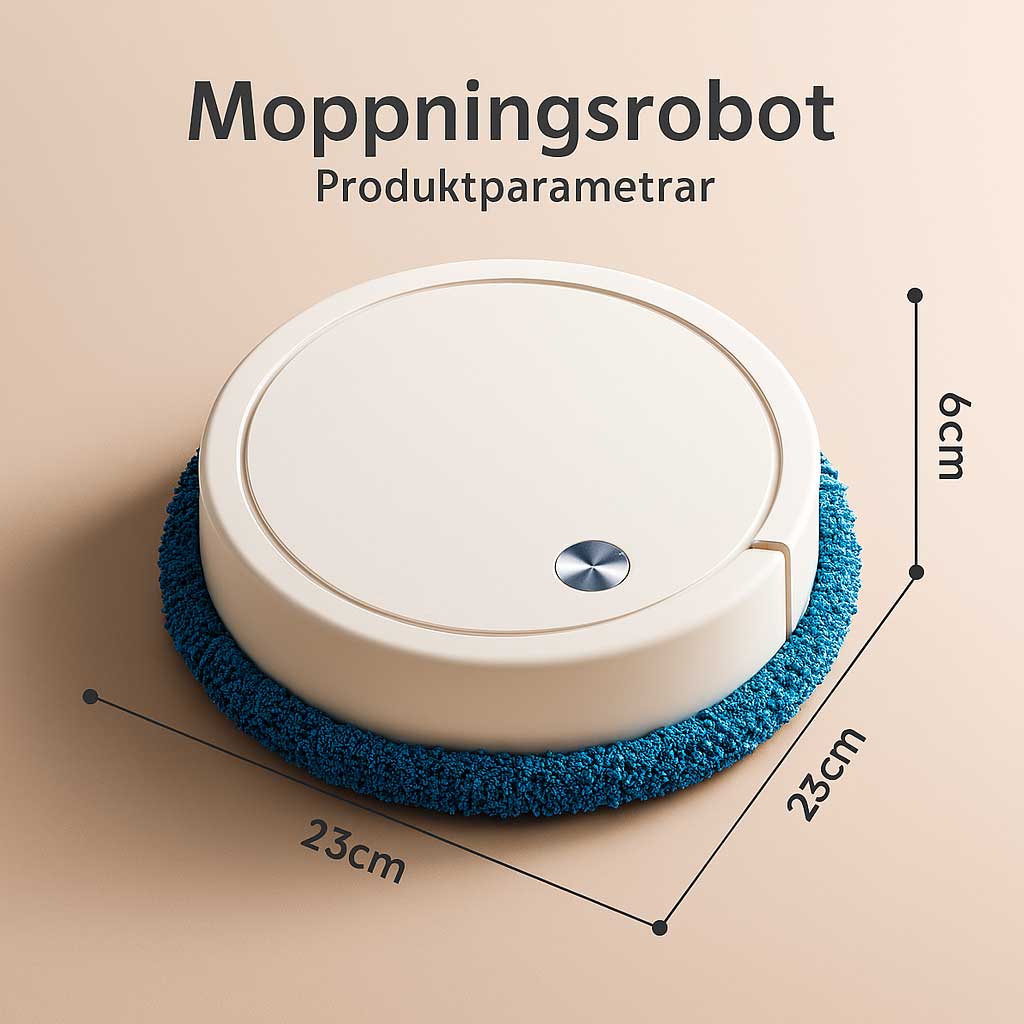SerenaMop - Automatisk Moppningsrobot med Torr- & Våtfunktion – Tyst Drift, Slimmad Design