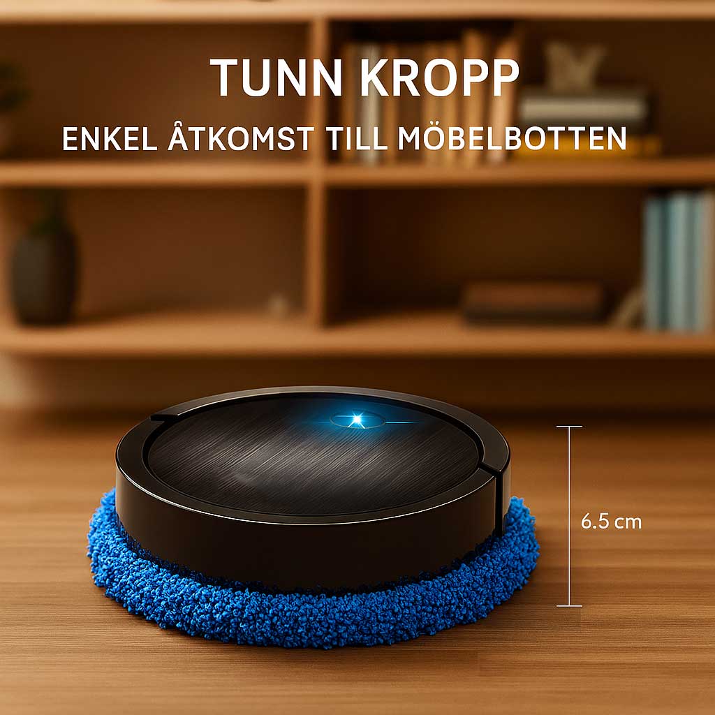 SerenaMop - Automatisk Moppningsrobot med Torr- & Våtfunktion – Tyst Drift, Slimmad Design