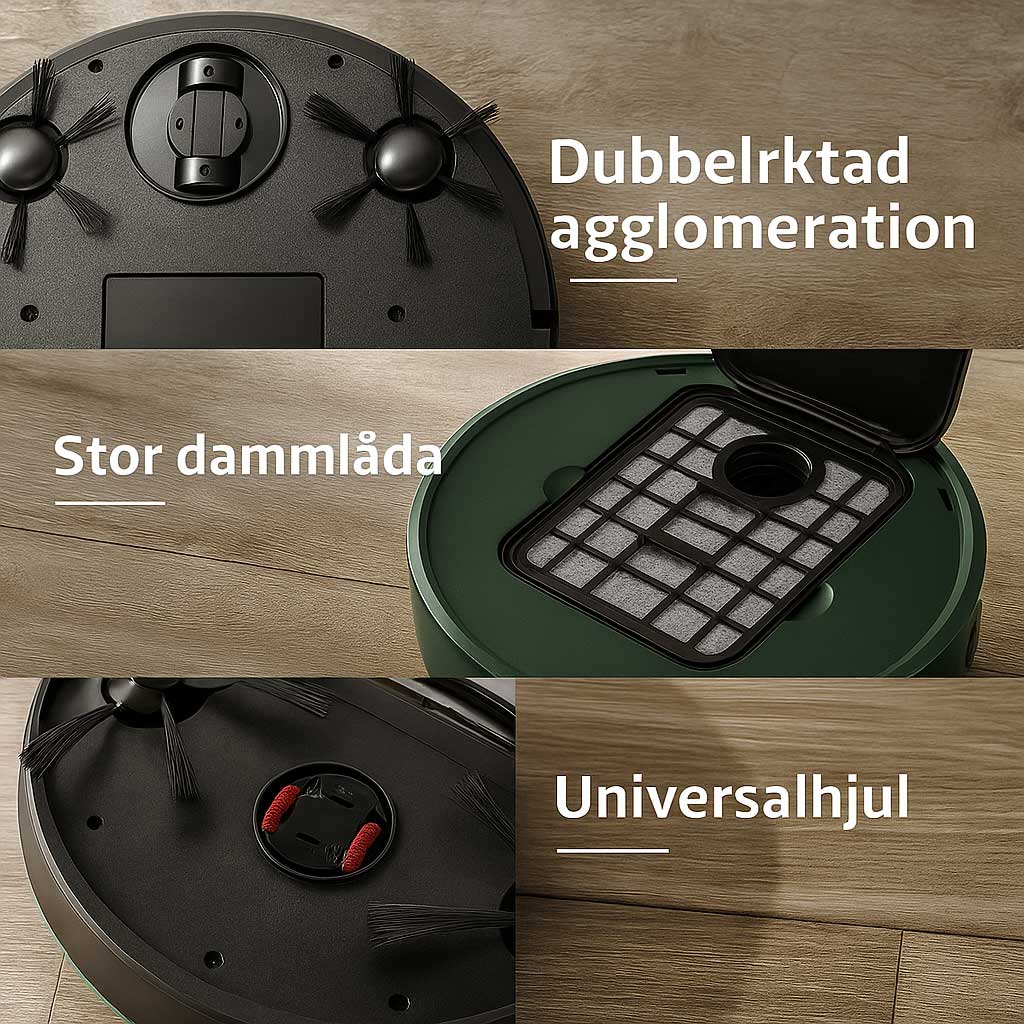 Nordiclean SweepBot 1500 – Smart Robotdammsugare med Våttorkning, Torr & Våt Rengöring